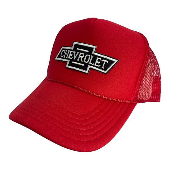 NEW VINTAGE STYLE CHEVROLET TRUCKS LOGO RED TRUCKER HAT ADULT TRENDY RACING - Picture 2 of 3